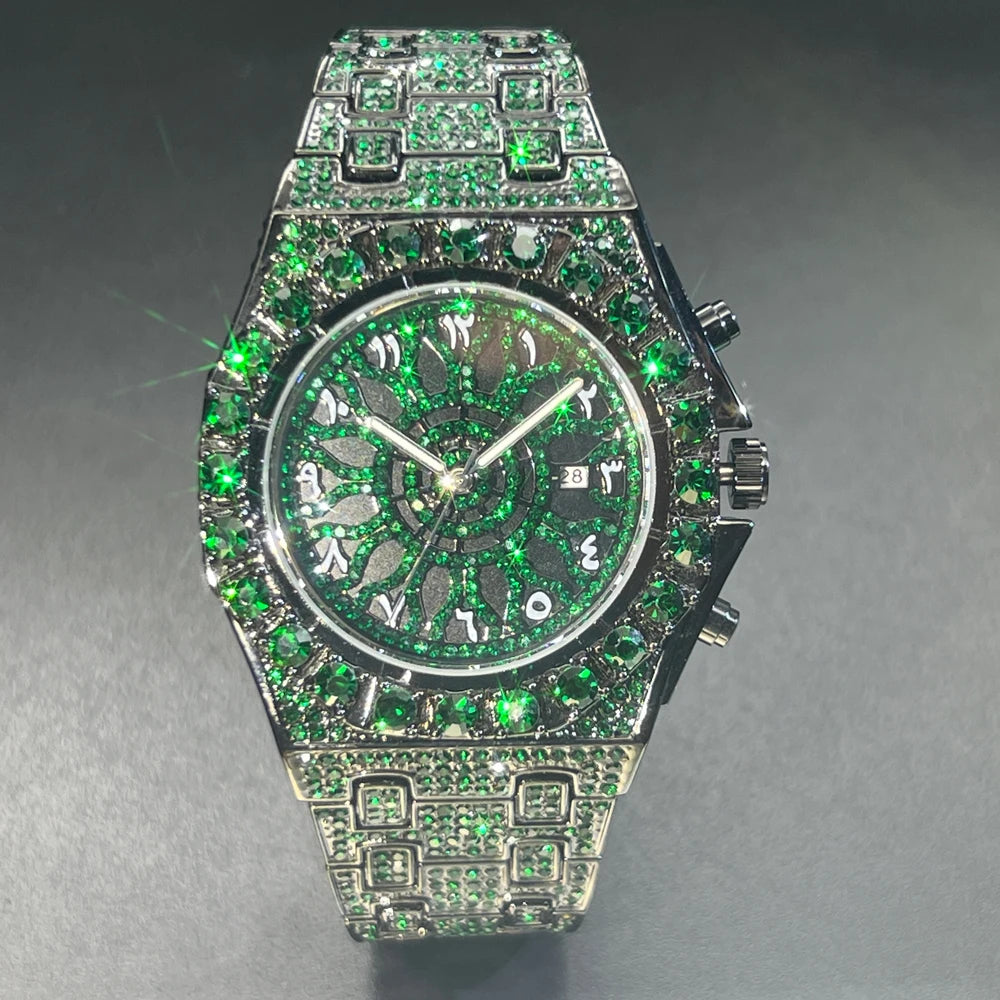 2025 New Diamond Hip Hop Watch For Men Fashion Ice Out Party Jewelry Wristwatch Luxury Shiny Gem Accessories Watches Trendy Gift