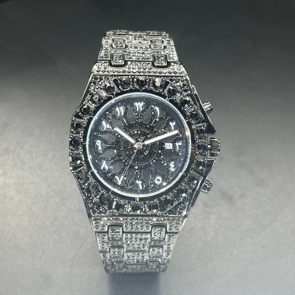 2025 New Diamond Hip Hop Watch For Men Fashion Ice Out Party Jewelry Wristwatch Luxury Shiny Gem Accessories Watches Trendy Gift