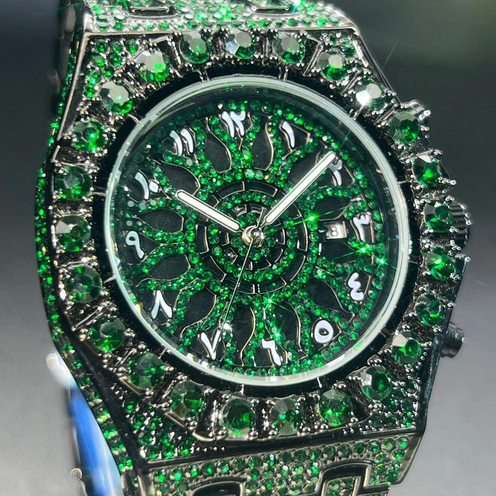 2025 New Diamond Hip Hop Watch For Men Fashion Ice Out Party Jewelry Wristwatch Luxury Shiny Gem Accessories Watches Trendy Gift