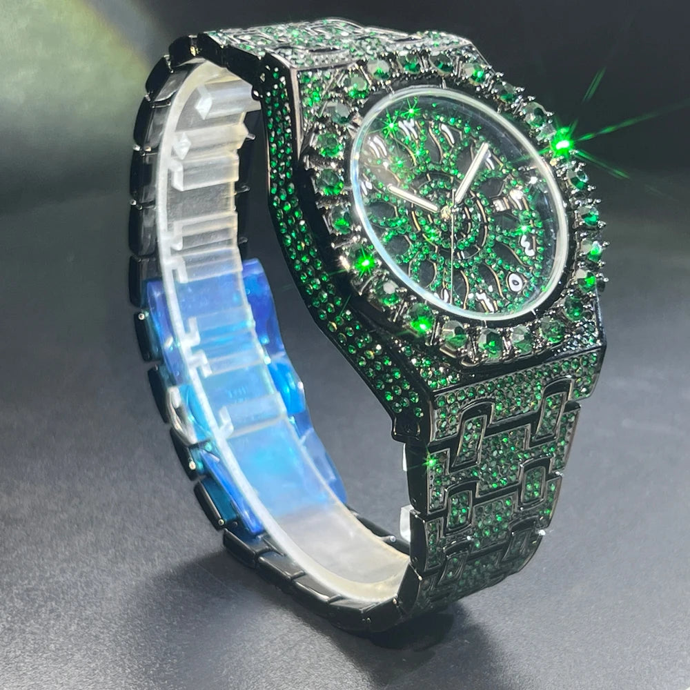 2025 New Diamond Hip Hop Watch For Men Fashion Ice Out Party Jewelry Wristwatch Luxury Shiny Gem Accessories Watches Trendy Gift