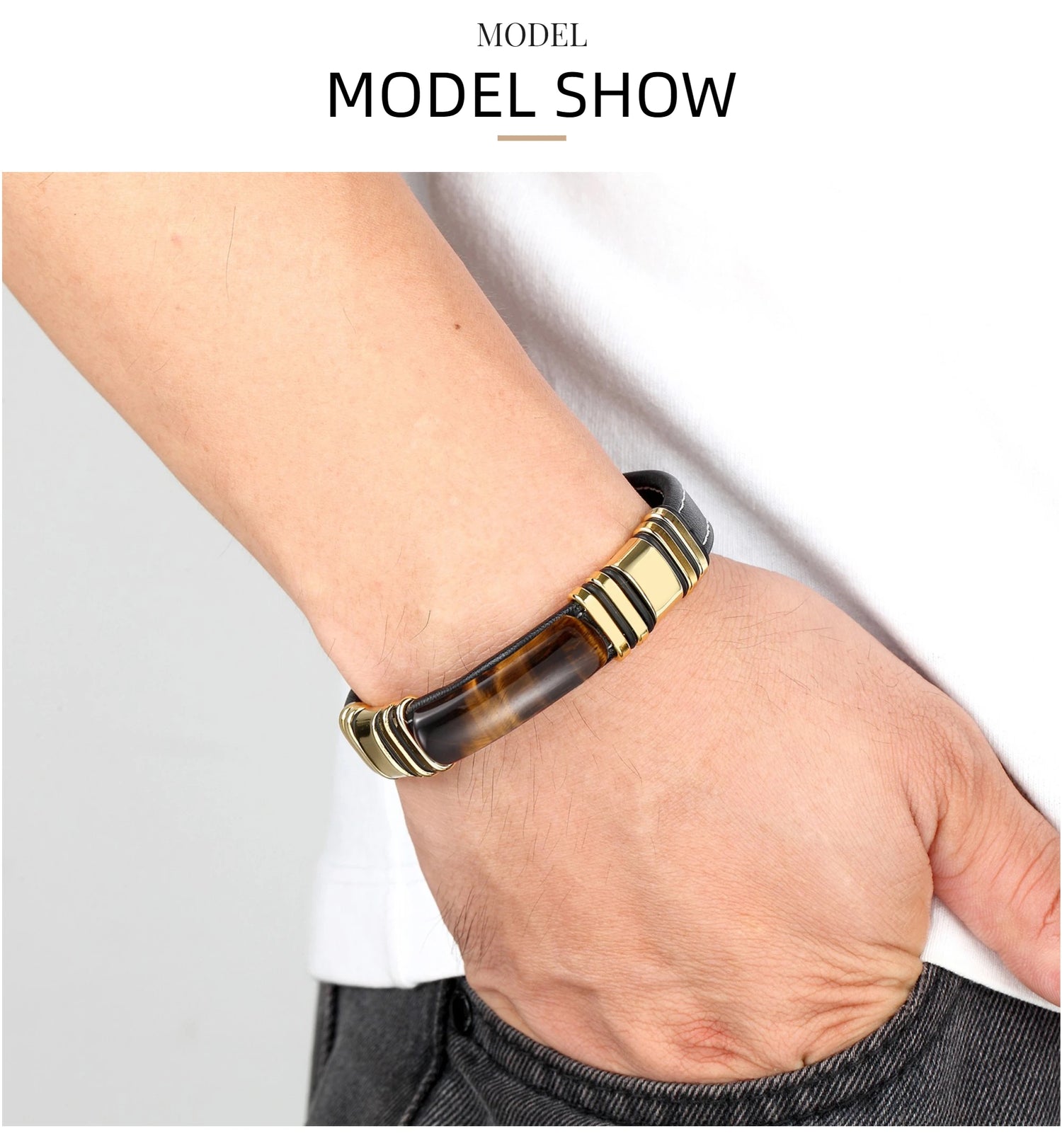100% Natural Arc Tiger Eye Bracelet For Men Charm Stainless Steel Accessories Bangles 2021 Women Bracelet Fashion Jewelry Gifts