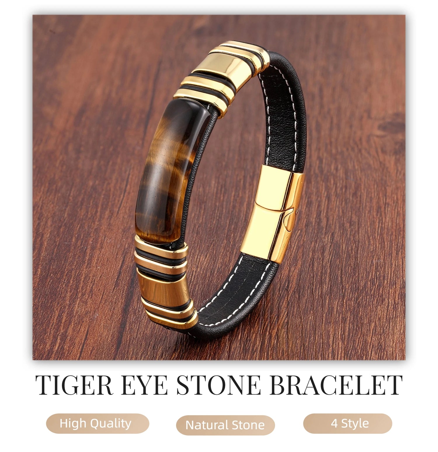100% Natural Arc Tiger Eye Bracelet For Men Charm Stainless Steel Accessories Bangles 2021 Women Bracelet Fashion Jewelry Gifts