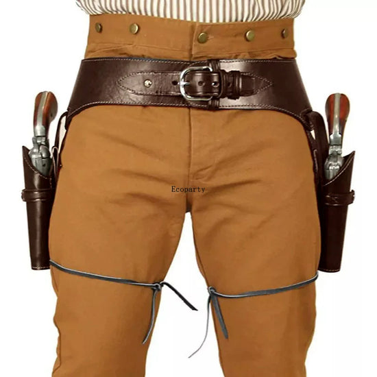 2025 Captain Waistband Renaissance Cowboy Double Belt Revolver Holster Medieval Pirate Flintlock Corsair Halloween Costumes