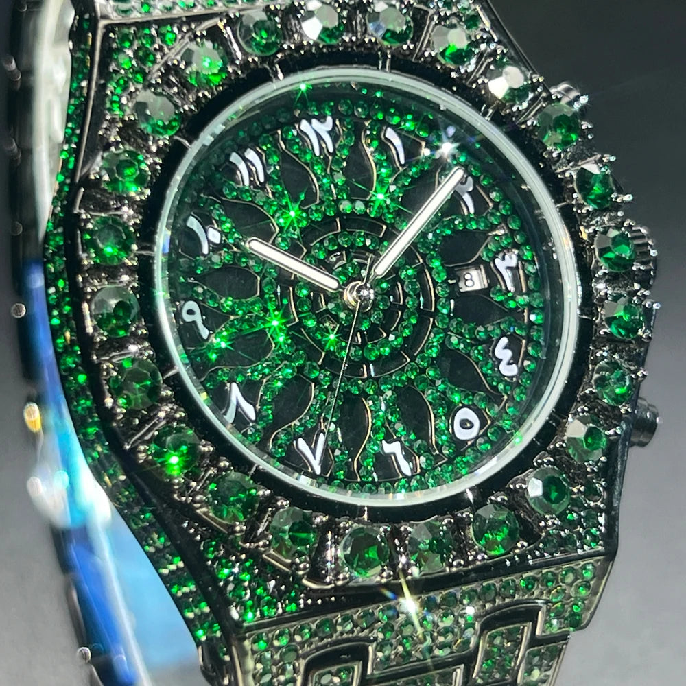 2025 New Diamond Hip Hop Watch For Men Fashion Ice Out Party Jewelry Wristwatch Luxury Shiny Gem Accessories Watches Trendy Gift
