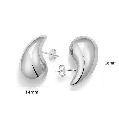 925 Sterling Silver Hollow Water Drop Earrings European And American High-End Electroplating 18k Gold Glossy Simple Jewelry Gift