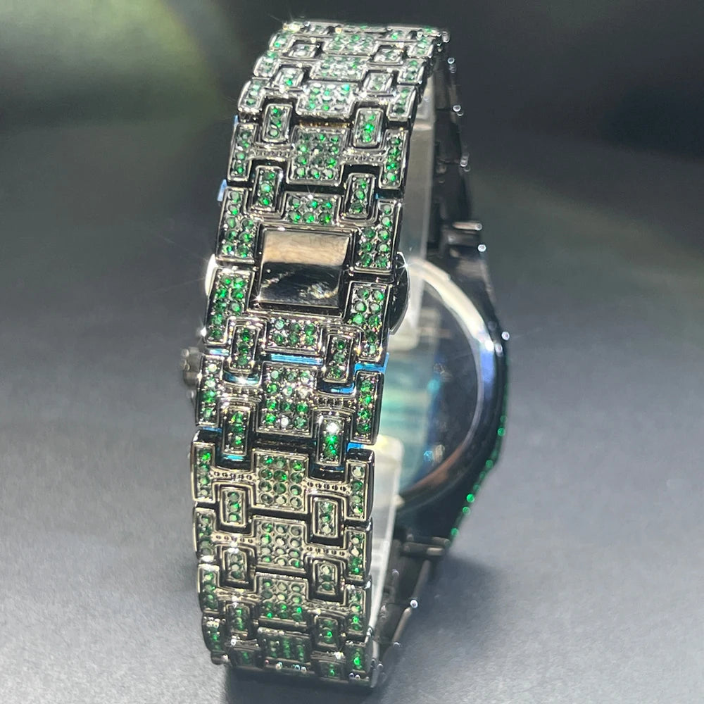 2025 New Diamond Hip Hop Watch For Men Fashion Ice Out Party Jewelry Wristwatch Luxury Shiny Gem Accessories Watches Trendy Gift