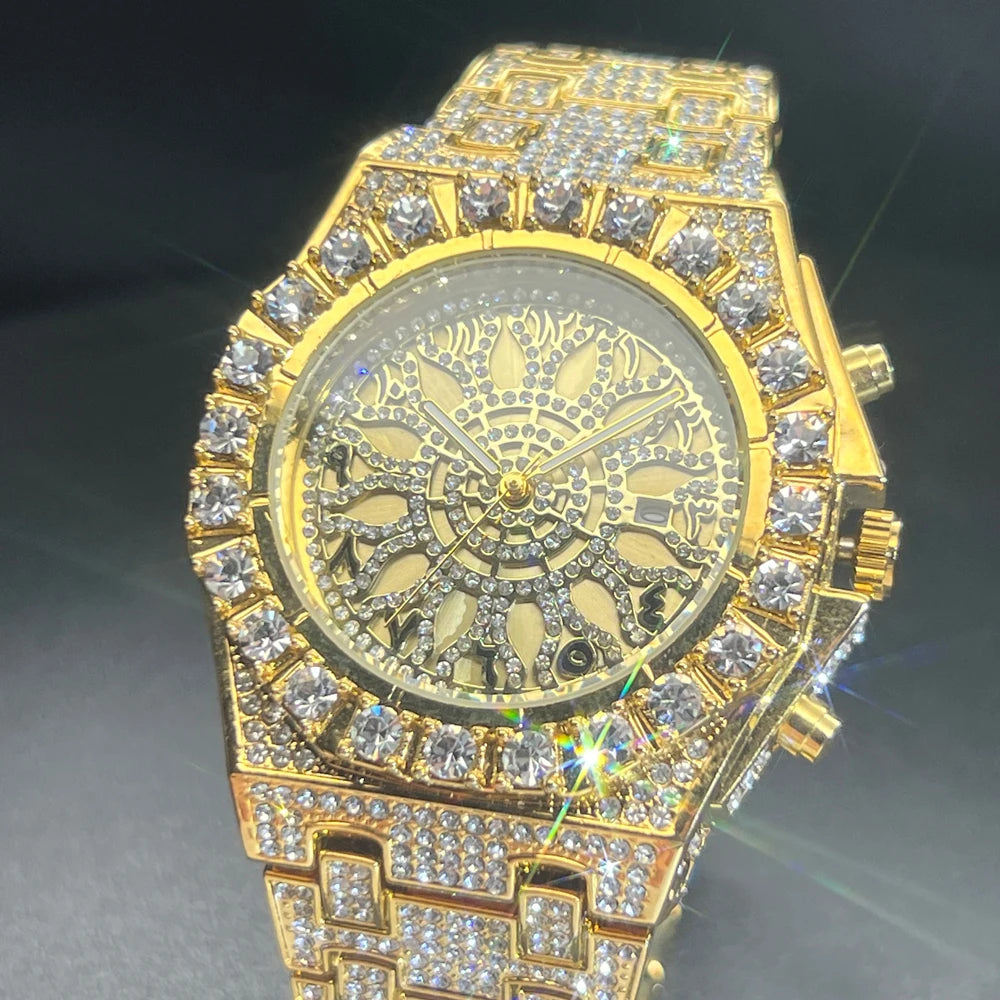 2025 New Diamond Hip Hop Watch For Men Fashion Ice Out Party Jewelry Wristwatch Luxury Shiny Gem Accessories Watches Trendy Gift