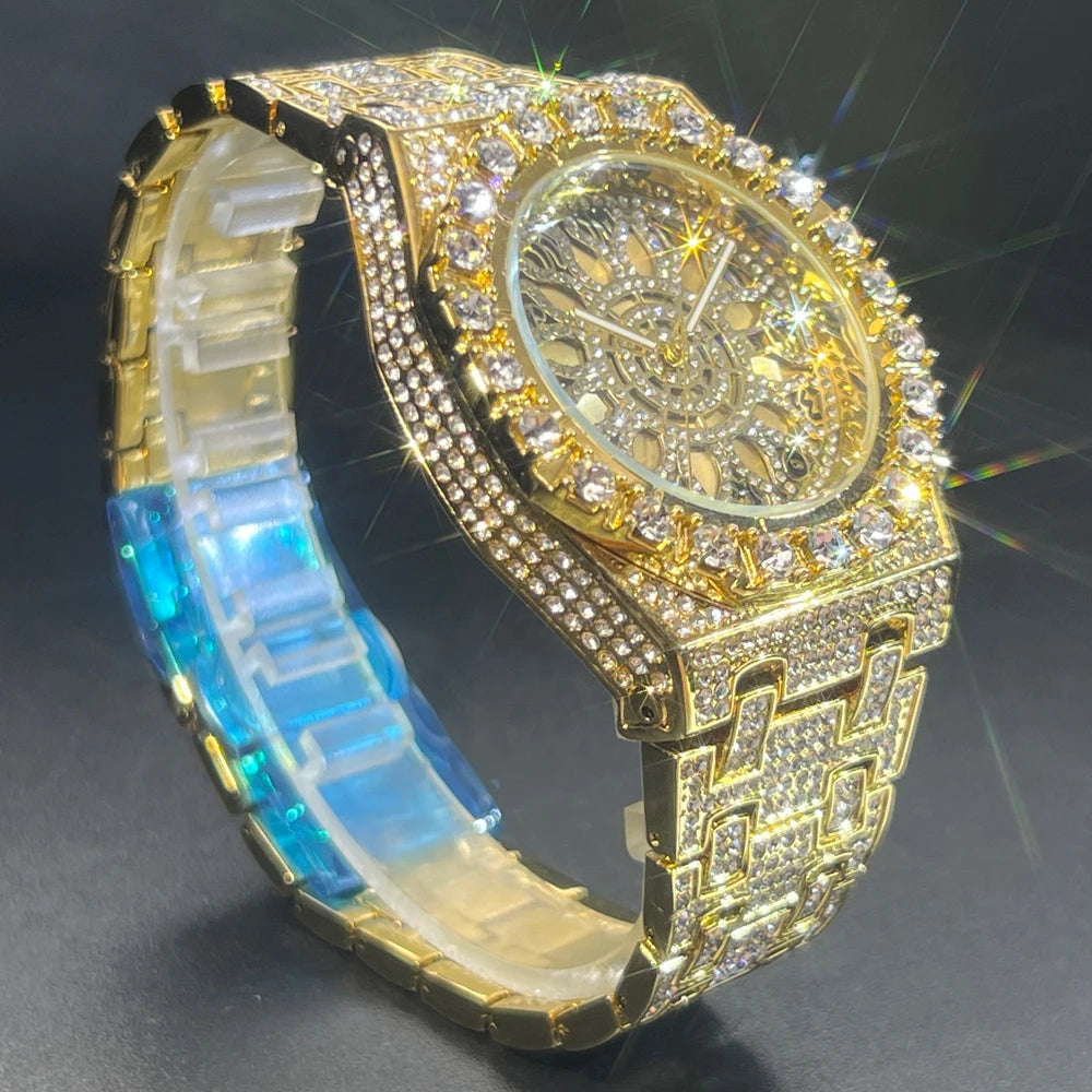 2025 New Diamond Hip Hop Watch For Men Fashion Ice Out Party Jewelry Wristwatch Luxury Shiny Gem Accessories Watches Trendy Gift