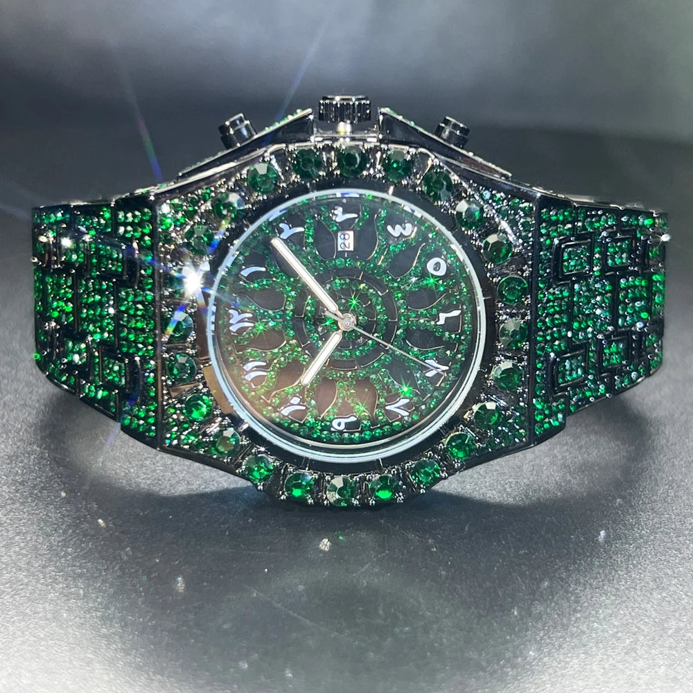 2025 New Diamond Hip Hop Watch For Men Fashion Ice Out Party Jewelry Wristwatch Luxury Shiny Gem Accessories Watches Trendy Gift