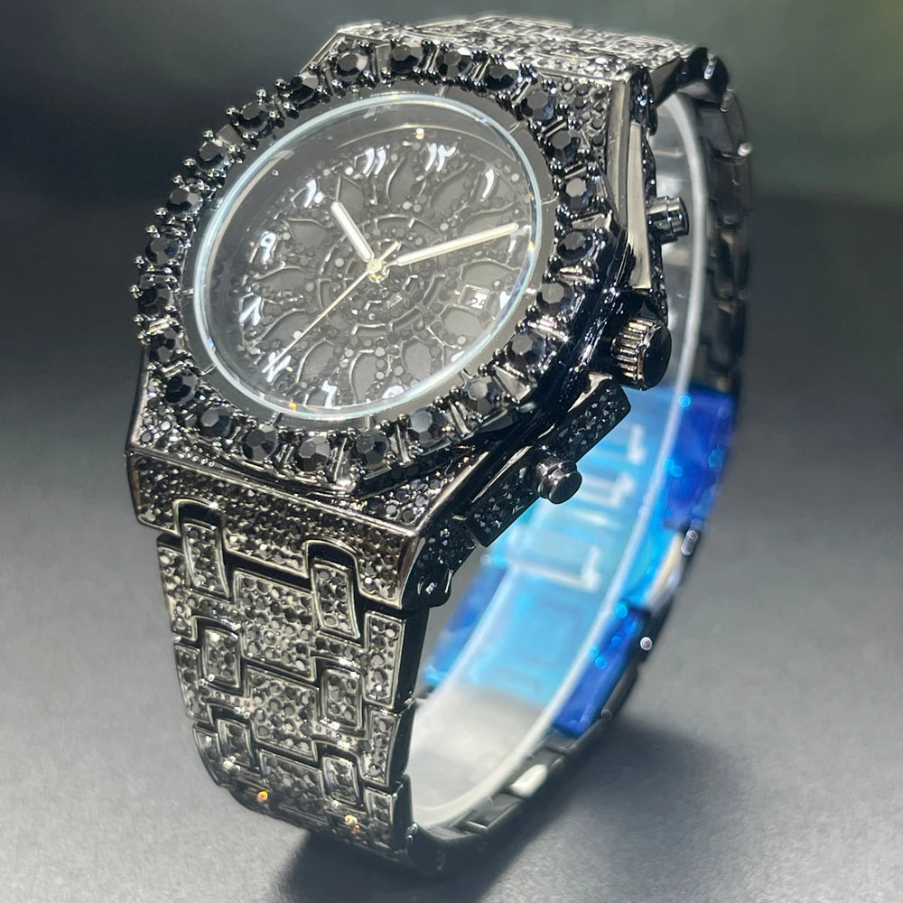 2025 New Diamond Hip Hop Watch For Men Fashion Ice Out Party Jewelry Wristwatch Luxury Shiny Gem Accessories Watches Trendy Gift
