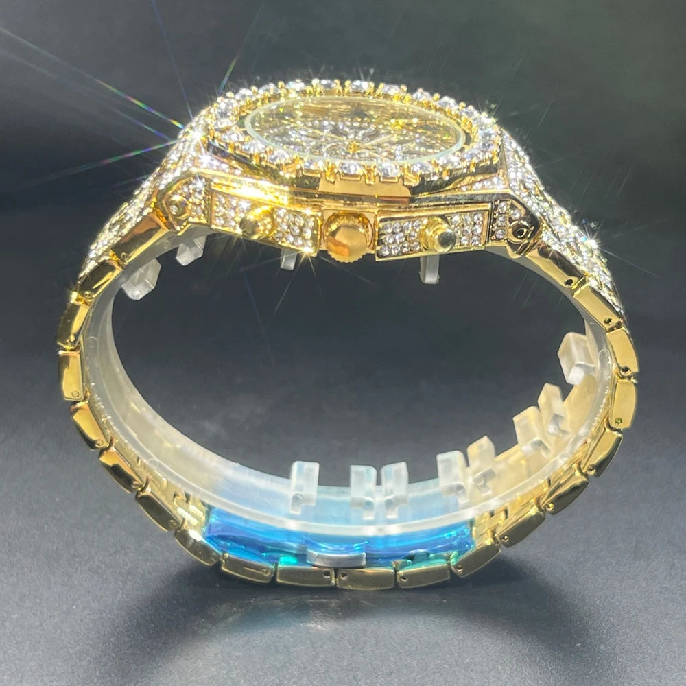 2025 New Diamond Hip Hop Watch For Men Fashion Ice Out Party Jewelry Wristwatch Luxury Shiny Gem Accessories Watches Trendy Gift