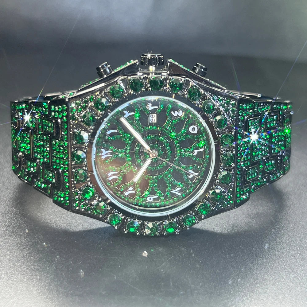 2025 New Diamond Hip Hop Watch For Men Fashion Ice Out Party Jewelry Wristwatch Luxury Shiny Gem Accessories Watches Trendy Gift