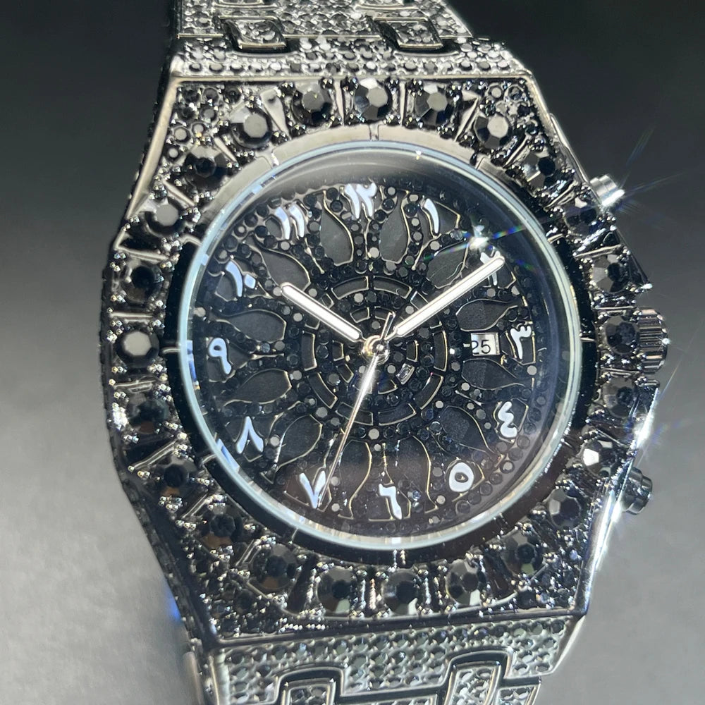 2025 New Diamond Hip Hop Watch For Men Fashion Ice Out Party Jewelry Wristwatch Luxury Shiny Gem Accessories Watches Trendy Gift
