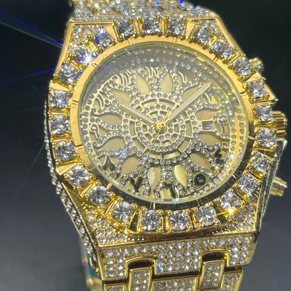 2025 New Diamond Hip Hop Watch For Men Fashion Ice Out Party Jewelry Wristwatch Luxury Shiny Gem Accessories Watches Trendy Gift