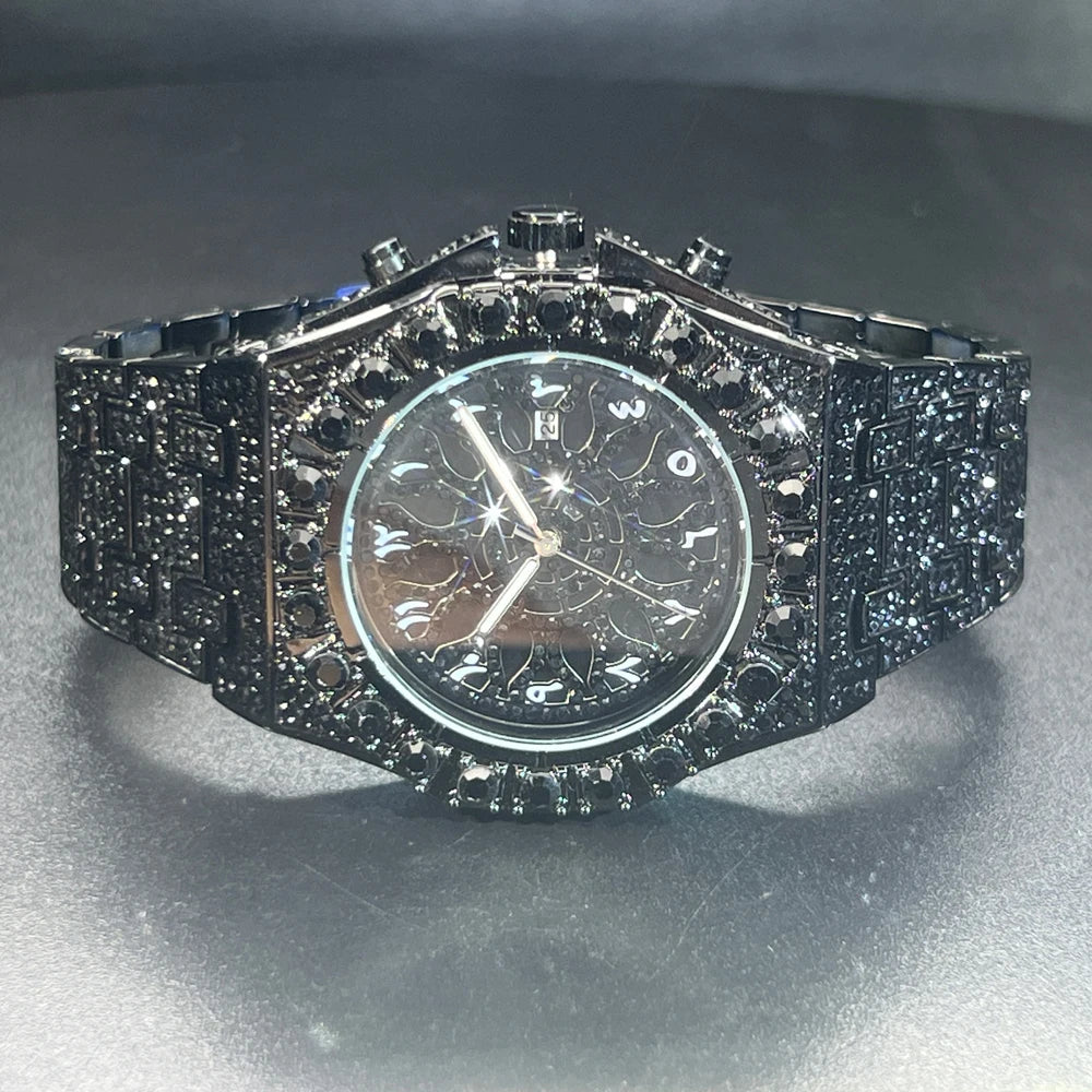 2025 New Diamond Hip Hop Watch For Men Fashion Ice Out Party Jewelry Wristwatch Luxury Shiny Gem Accessories Watches Trendy Gift