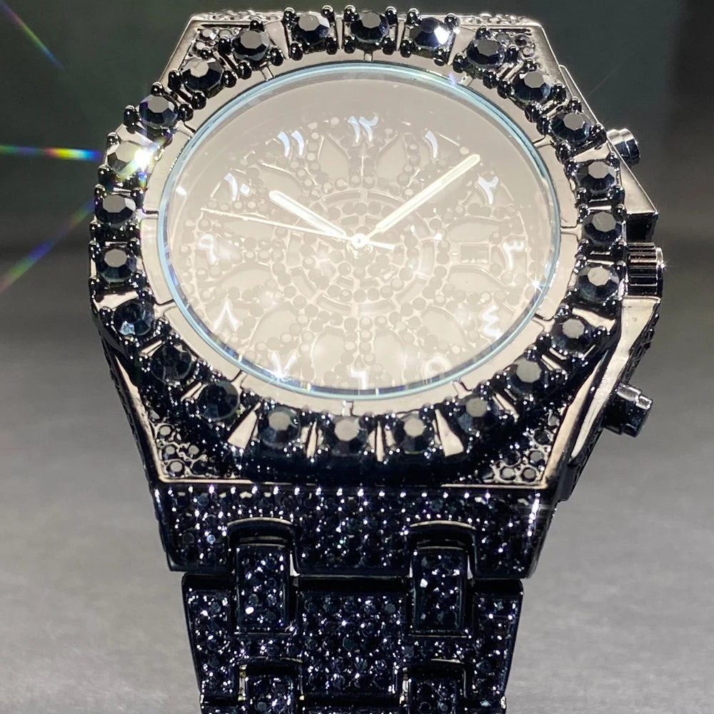 2025 New Diamond Hip Hop Watch For Men Fashion Ice Out Party Jewelry Wristwatch Luxury Shiny Gem Accessories Watches Trendy Gift