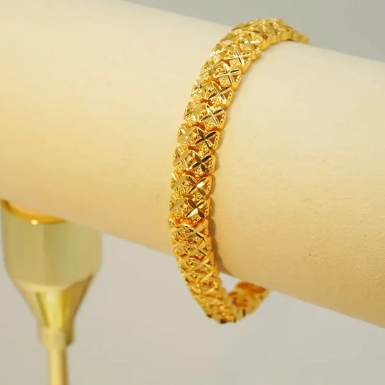 Beautiful Ethiopian flower bracelet, high-quality copper gold-plated bracelet, fashionable Dubai wedding lady&