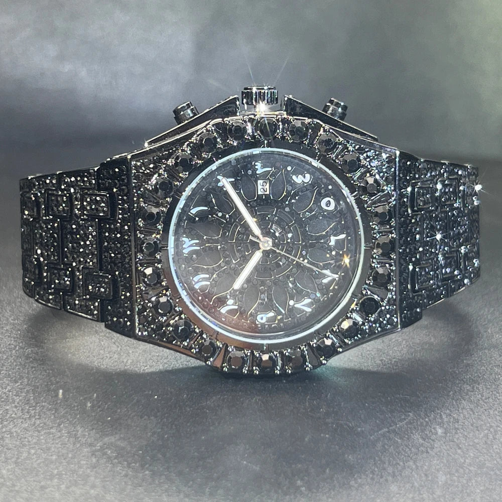 2025 New Diamond Hip Hop Watch For Men Fashion Ice Out Party Jewelry Wristwatch Luxury Shiny Gem Accessories Watches Trendy Gift